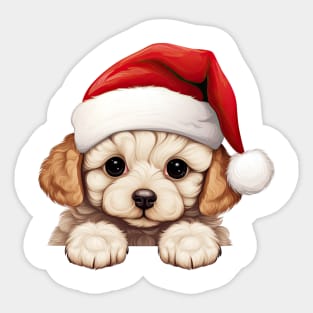 Christmas Peeking Bichon Frise Dog Sticker